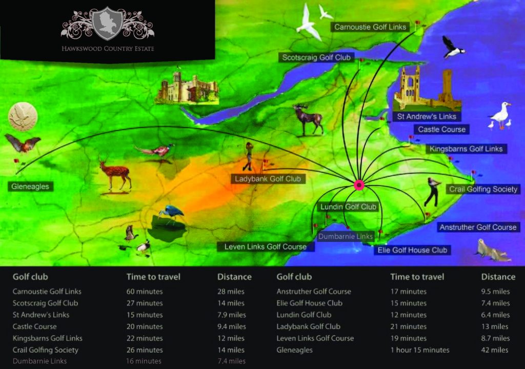 Map of Fife golf courses
